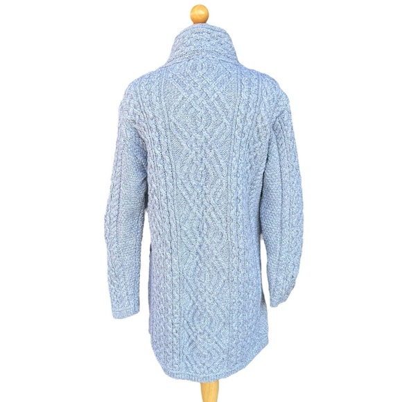 Aran Sweater Market Merino Wool Cable Knit Side-Zip Sweater Tunic Gray Large GUC - Picture 4 of 16